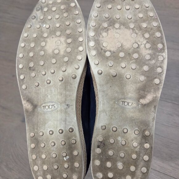 Tods Espadrille Loafers in Navy Suede size 9.5 main image 5